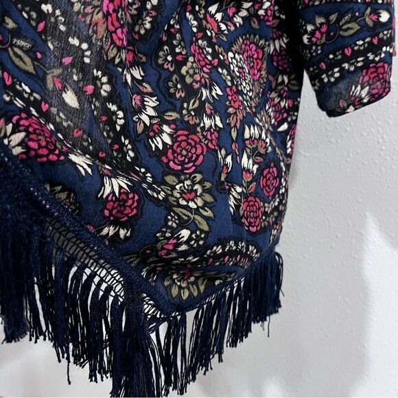 Hollister Boho Floral Paisley Kimono / shawl / light cardigan With Fringe - Picture 5 of 12